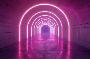 Neon-Lit Tunnel