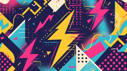 Funky lightning bolt with a Memphis style pattern   AI generated illustration