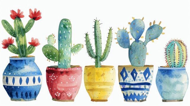 Funky cacti with propellors   AI generated illustration