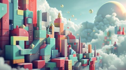 Obraz premium Geometry meets happiness in a 3d world AI generated illustration