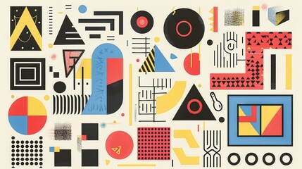 Graphic design elements in a Memphis style  AI generated illustration