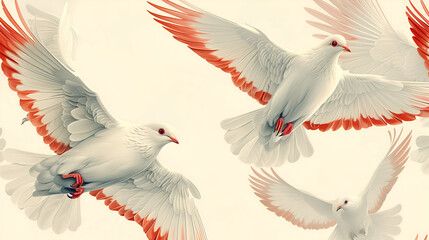Seamless Vector Pattern with Doves of Peace,
A drawing of a dove with the word peace on it
