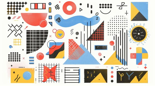 Graphic design elements in a Memphis style   AI generated illustration