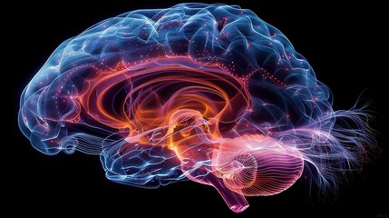 Obraz premium Computerized Representation of a Human Brain