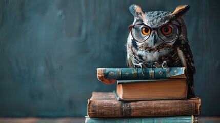 Owl Perched on Top of Book