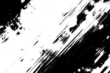 Grunge black and white texture of black brush strokes on white paper or background 