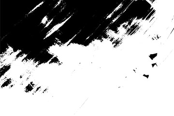 Grunge black and white texture of black brush strokes on white paper or background 