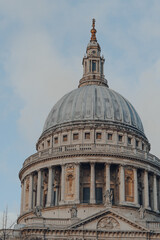 Dome of St. Pauls Cathedral, London, UK, against the sky.