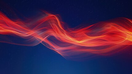 Elegant, transparent red waves gracefully flowing against a black background, creating a striking contrast and a visually captivating, abstract composition.