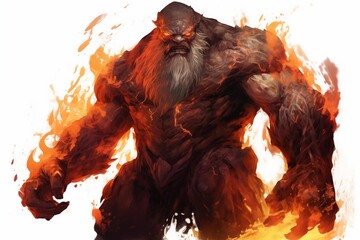  Illustration of a Fire Giant on a White Background