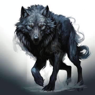  Illustration of a Fenris Wolf on a White Background
