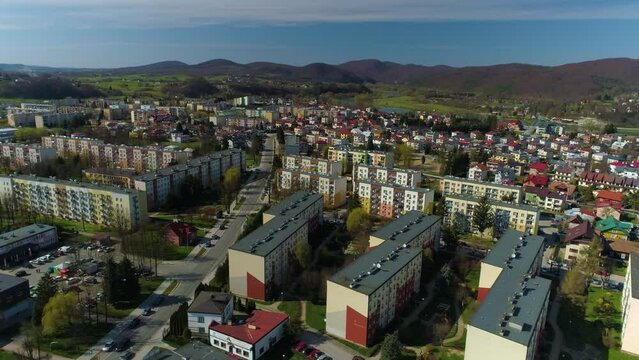 Beautiful Mountain Landscape Panorama Sanok Aerial View Poland