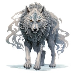 Illustration of a Fenris Wolf on a White Background