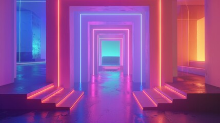 Neon colors blending together in a surreal setting   AI generated illustration