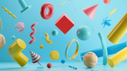 Playful 3d render of isolated objects floating in mid-air   AI generated illustration