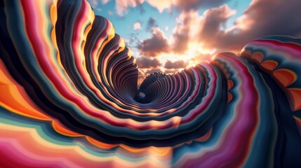 Psychedelic patterns swirling and twisting around   AI generated illustration - obrazy, fototapety, plakaty
