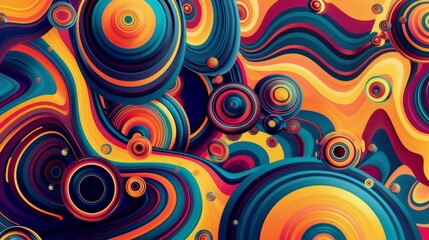 Psychedelic patterns morphing and changing shape  AI generated illustration - obrazy, fototapety, plakaty