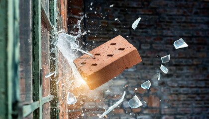 brick smashing a window