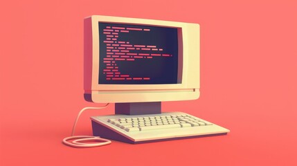 Retro computer monitor with pixelated graphics  AI generated illustration