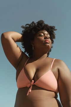 Empowered woman basking in the sunlight. Generative AI image