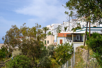 Landscape of traditional Greek village of Nikia. Nisyros island, Greece