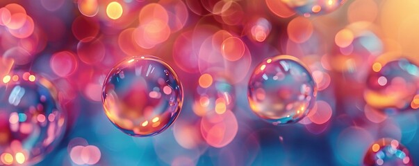 Vibrant and mesmerizing close-up of floating color-changing balls, reflecting the rooms energy