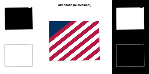 Oktibbeha County (Mississippi) outline map set
