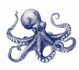 Obraz premium Ukiyo-e Style Octopus Artwork Generative AI