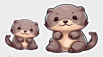 Adorable Anime-Inspired Baby Otter Sticker Generative AI