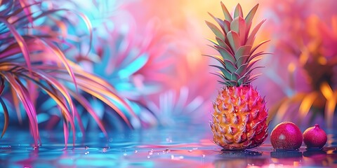 Colorful summer pineapple concept art