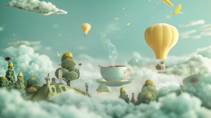 Surreal objects creating a sense of happiness and wonder   AI generated illustration - obrazy, fototapety, plakaty