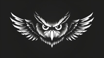Fototapeta premium Minimalist Line Art Owl Silhouette Logo Design Generative AI