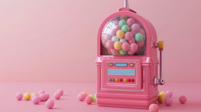 Vibrant bubblegum machine with a 3d render   AI generated illustration