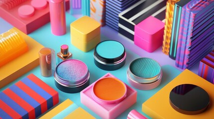 Vibrant makeup packaging   AI generated illustration
