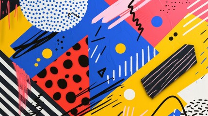 Vibrant Memphis style design with bold patterns   AI generated illustration
