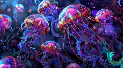 Vibrant jellyfish with propellers   AI generated illustration