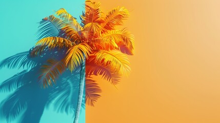 Fototapeta premium Vibrant palm tree with a modern 3d design AI generated illustration