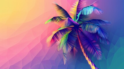 Fototapeta na wymiar Vibrant palm tree with a modern 3d design AI generated illustration