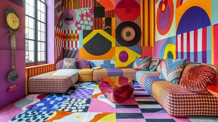 Vibrant patterns transforming the space into a work of art   AI generated illustration