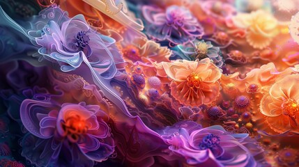 Obraz premium Whimsical patterns and textures floating in a digital realm AI generated illustration