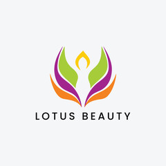 lotus beauty flower logo design vector