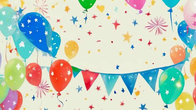 Festive party background with balloons and bunting, a collage of celebration and jubilant ambiance. American Independence Day