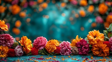 Vibrant Celebration of Life: Honoring Spirits with Flowers. Concept Flower Arrangements, Celebration Decor, Spiritual Tribute, Vibrant Colors, Life Honoring - obrazy, fototapety, plakaty