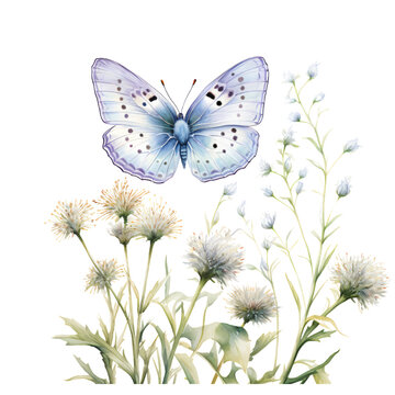 Watercolor Butterfly Flowers: Delicate and Whimsical Nature Art