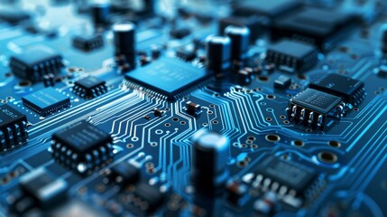 A vivid image capturing the interior of an electronic department store, with a variety of products subtly blurred in the background