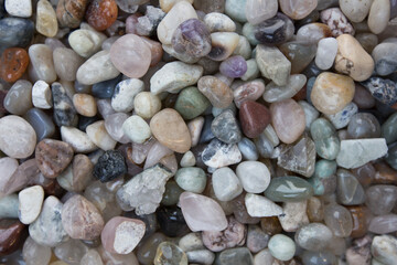 different types of natural colored pebbles