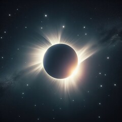 Planet eclipse digital illustration concept sun and moon