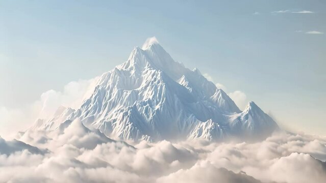 Majestic Mountain Peeking Through a Cloud-Filled Sky, Cloud storage depicted as an enormous digital mountain range