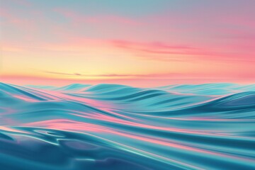 Soothing Sunset Hues Over Tranquil Digital Waves: A Visual For Wellness and Calm