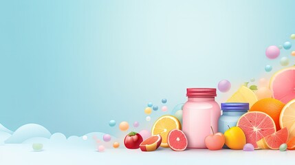 baby products on pastel background